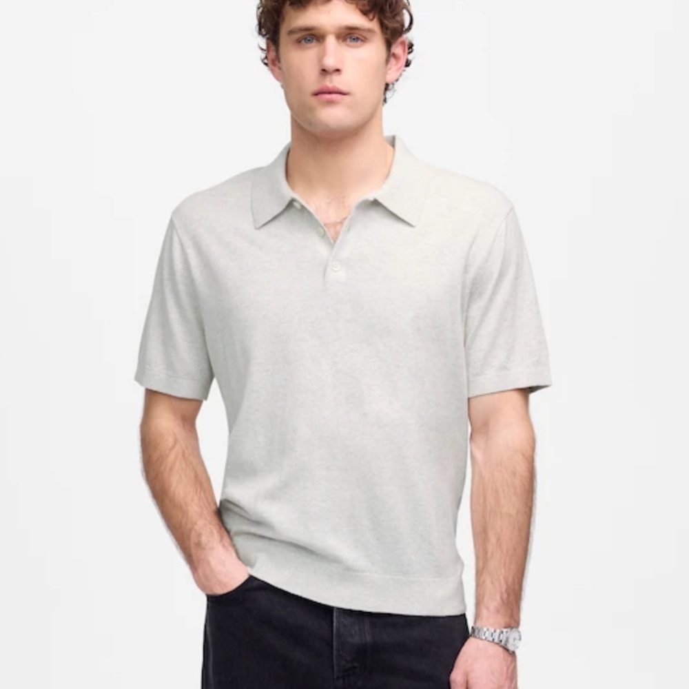 Madewell heather oat Three-Button Sweater Polo Shirt